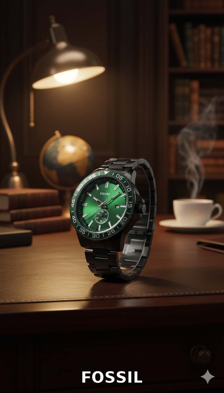 Fossil 1810 Negro Tablero Verde