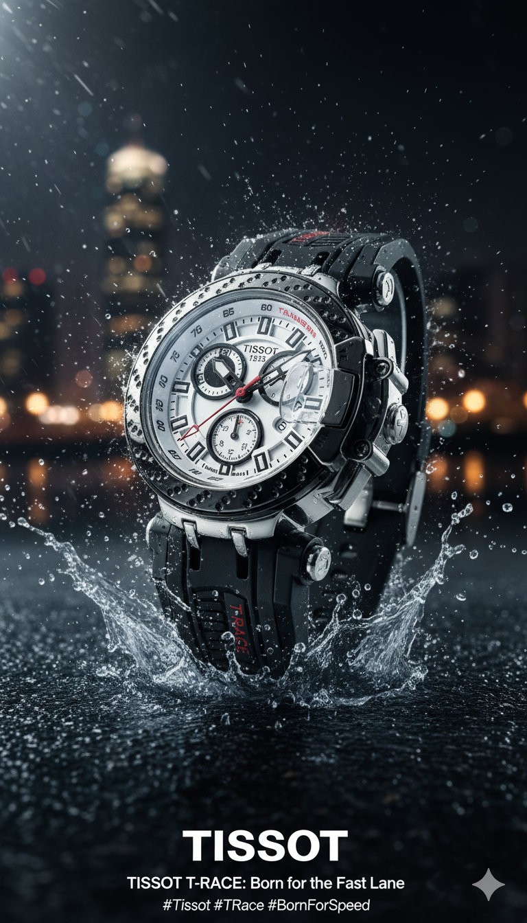 Tissot T-Race Plus Mujer Goma Negra Tablero Blanco Plateado Negro