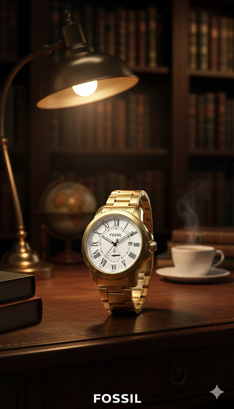 Fossil Roman PQ Dorado Tablero Blanco